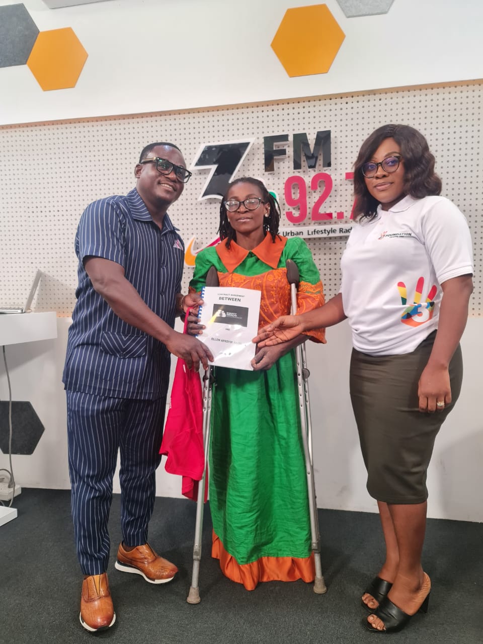 DISABLED MOTHER, AFRIYIE, RECEIVES SPECIAL MOTHERS DAY DONATION FROM CEO OF WEMBLEY SPORTS COMPLEX, MR. ROBERT COLEMAN ON TV3 NEWDAY – A TV3 NEWDAY INITIATIVE.￼
